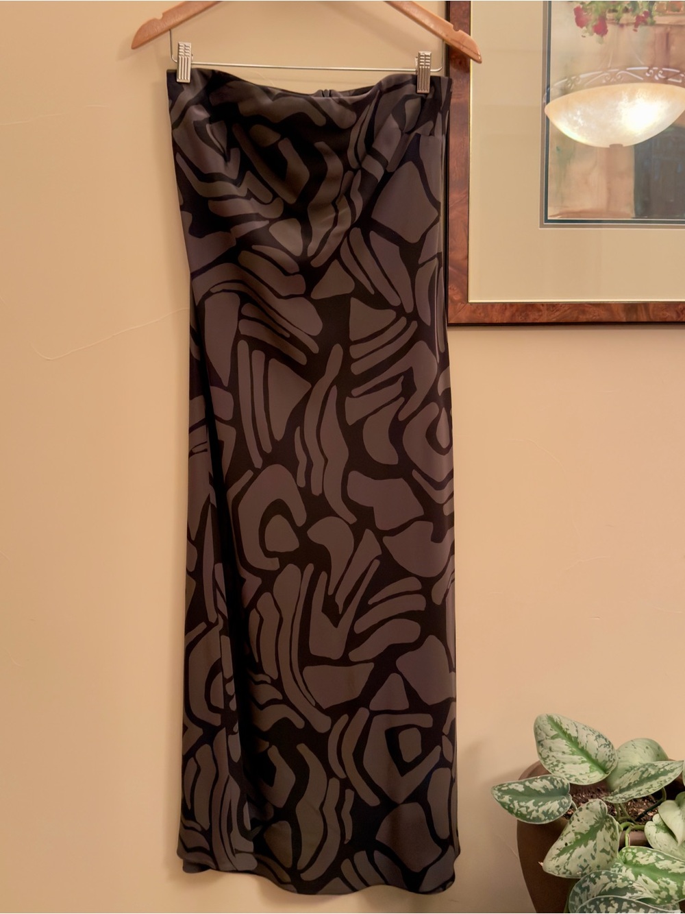 Matteau Black and Olive Abstract Maxi Dress